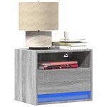 vidaXL Tables de chevet murales avec lumières LED 2 Pièces sonoma gris