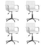 vidaXL Chaises pivotantes à manger lot de 4 blanc similicuir