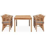 vidaXL Ensemble à dîner de jardin 7 Pièces avec coussins Teck solide