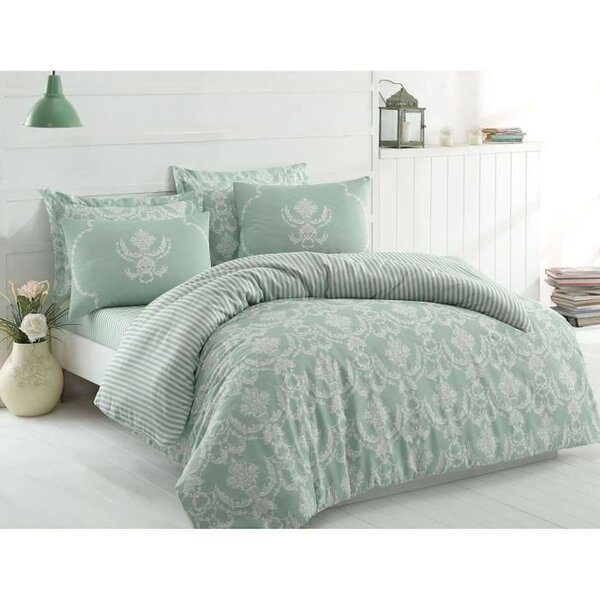 Parure de lit - housse de couette 220 x 240 + 2 taies d'oreiller 60 x 60 65 coton- Vert