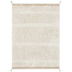 Tapis coton beige texturé avec finition pompons L - 170 x 240 cm