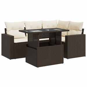 vidaXL Salon de jardin avec coussins 5 Pièces marron résine tressée