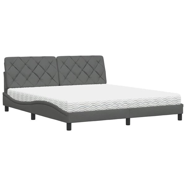 vidaXL Lit avec matelas gris foncé 180x200 cm tissu