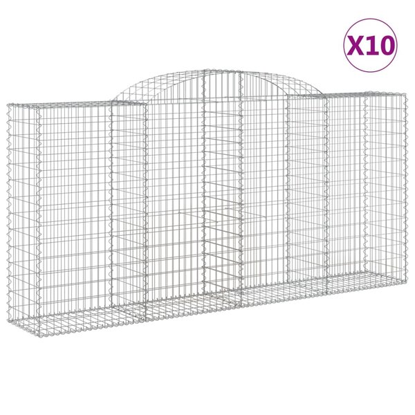 vidaXL Paniers à gabions arqués 10 Pièces 300x50x140/160 cm fer galvanisé