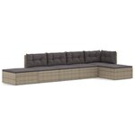 vidaXL Salon de jardin 6 Pièces avec coussins Gris Résine tressée