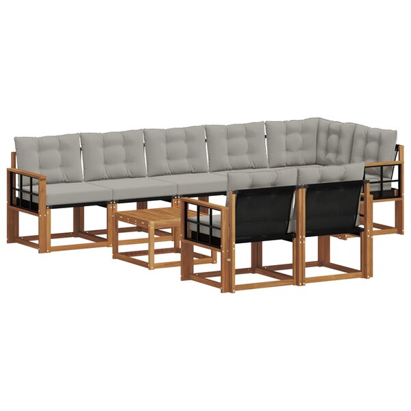 vidaXL Ensemble de canapés d'extérieur 9 pc Gris Naturel et Clair
