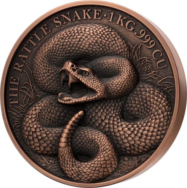 Pièce de monnaie en Cuivre 1500 Francs g 1000 (1 Kg) Millésime 2025 Giant Copper RATTLE SNAKE