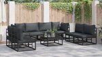 vidaXL Ensemble de canapé de jardin 8 Pièces Noir 283 x 71.5 x 71 cm