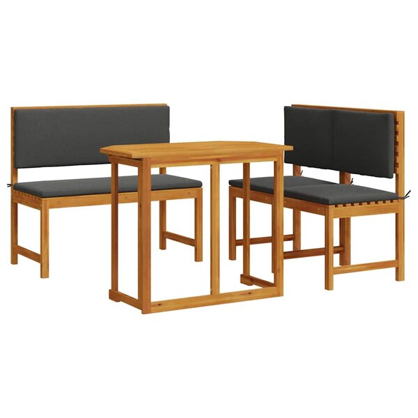 vidaXL Ensemble bistro de jardin 3 Pièces Marron Bois d'acacia massif