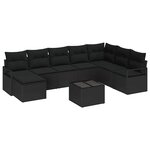 vidaXL Ensemble de canapé de jardin 9 Pièces Noir Poly rotin
