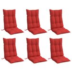vidaXL Coussins de chaise à dossier haut lot de 6 rouge tissu oxford