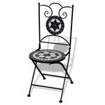 vidaXL Chaises pliables de bistro 2 Pièces Céramique Noir et blanc
