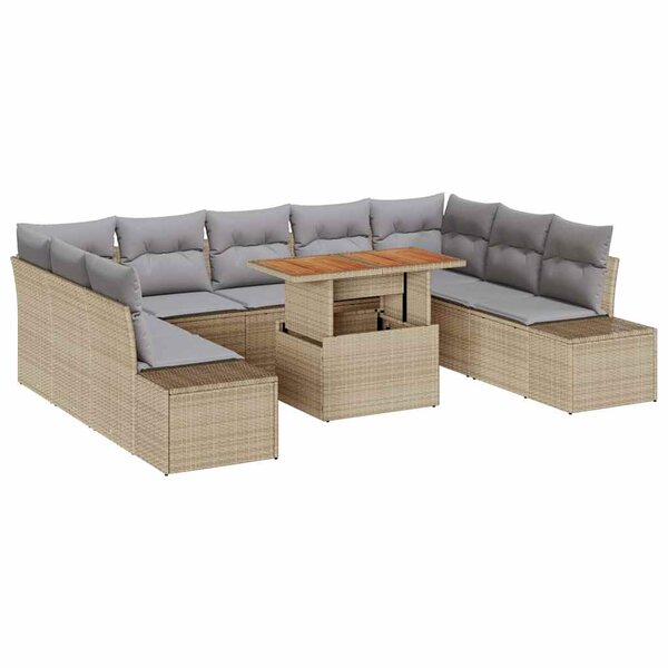 vidaXL Ensemble de salle à manger pour jardin 10 Pièces Beige  Gris