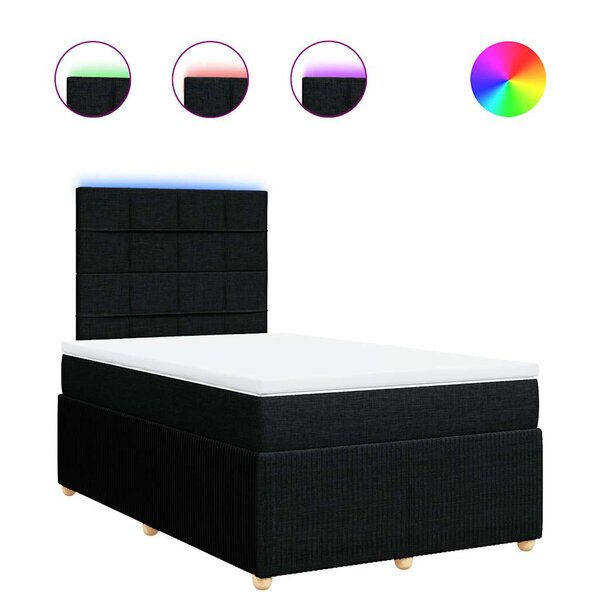 vidaXL Sommier à lattes de lit avec matelas noir 120x190 cm tissu