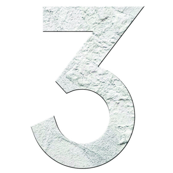 Numéro 3- Numéro adhésif pour boîtes aux lettres- Pierre véritable 50 mm  Albatre
