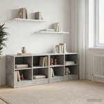 vidaXL Armoire de lit avec étagère 2 Pièces Gris béton 66 x 33 x 48 cm