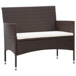 vidaXL Salon de jardin 5 Pièces avec coussins Résine tressée Marron