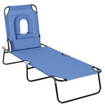 Bain de soleil pliable transat inclinable 4 positions chaise longue de lecture 3 coussins fournis bleu