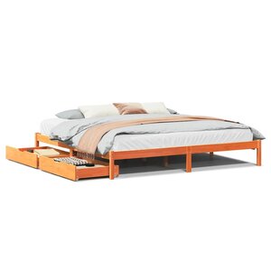 vidaXL Cadre de lit sans matelas cire marron 200x200cm bois pin massif