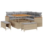 vidaXL Ensemble de canapé de jardin 8 Pièces Beige polyrotin