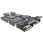 vidaXL Salon de jardin 5 Pièces avec coussins Résine tressée Gris