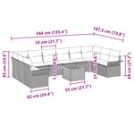 vidaXL Ensemble de Canapé de Jardin 11 Pièces avec Coussins Gris en Poly Rattan