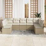 vidaXL Ensemble de canapé de jardin 7 Pièces Beige Poly rotin