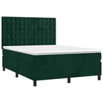 vidaXL Sommier à lattes de lit matelas et LED Vert foncé 140x200 cm