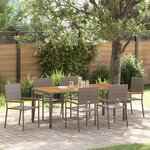 Ensemble de Salle à Manger de Jardin vidaXL 7 Pièces Gris Poly Rattan