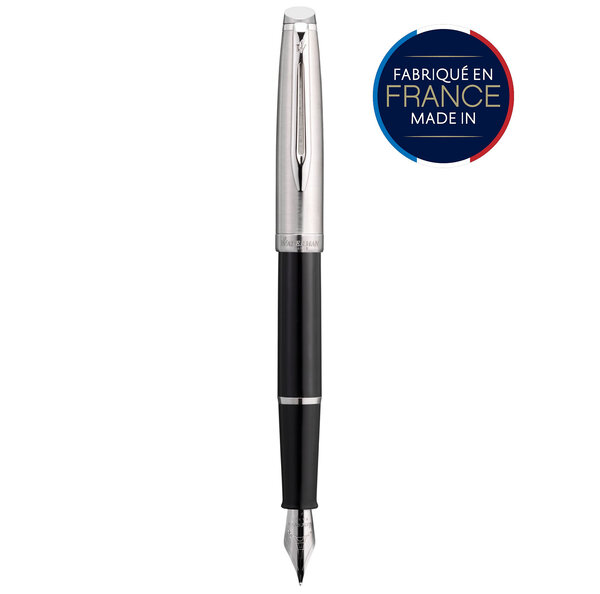 Waterman emblème stylo plume  noir  plume moyenne  encre bleue  coffret cadeau
