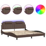 vidaXL Cadre de lit avec lumières LED marron 180x200 cm similicuir
