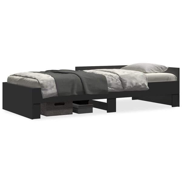 vidaXL Cadre de lit sans matelas noir 90x190 cm bois ingénierie