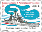 Timbre - TAAF - Bateau croiseur lance-missiles Colbert