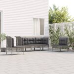 vidaXL Salon de jardin 5 Pièces avec coussins Gris Résine tressée
