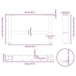 vidaXL Pieds de table basse Noir 2 pièces 50 x (30-31) cm Acier