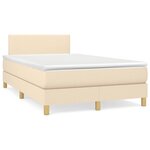 vidaXL Sommier à lattes de lit avec matelas crème 120x190 cm tissu