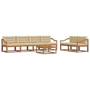vidaXL Ensemble de canapés d'extérieur 7 Pièces Naturel et Beige