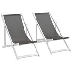 vidaXL Chaises de plage pliables lot de 2 Aluminium et textilène Gris