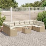 vidaXL Ensemble de canapé de jardin 11 Pièces Beige et crème polyrotin