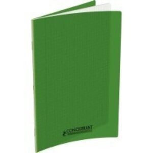Cahier A4 140P 90G grands carreaux PP vert CONQUÉRANT