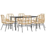 vidaXL Ensemble à manger jardin coussins 7Pièces marron poly rotin verre