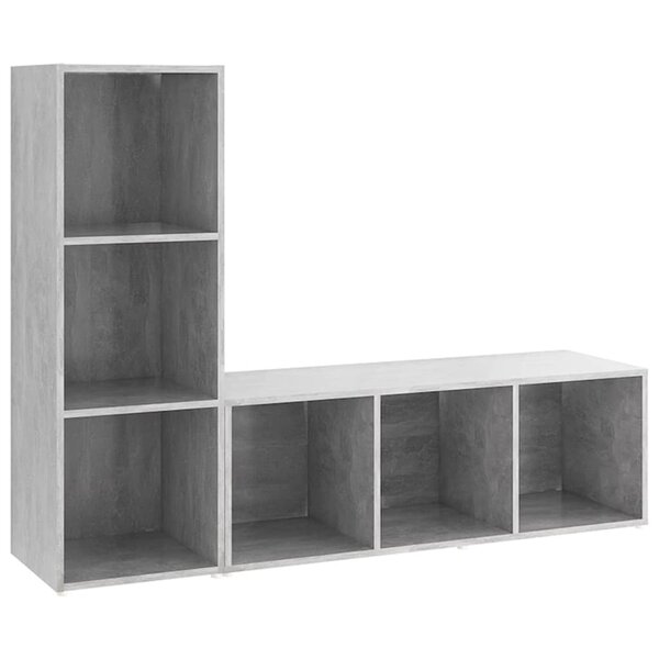vidaXL Meubles TV 2 Pièces Gris béton 107x35x37 cm Aggloméré