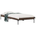 vidaXL Cadre de lit chêne marron 100x200 cm bois d'ingénierie et métal