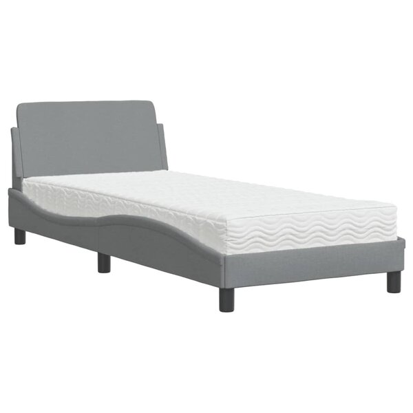 vidaXL Lit avec matelas Dover gris clair 80x200 cm tissu