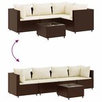 vidaXL Salon de jardin 5 Pièces avec coussins Marron Résine tressée