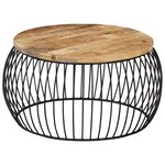 vidaXL Table basse Ø68 cm Bois de manguier brut