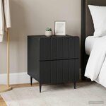 vidaXL Cabinet de chevet avec tiroir 2 Pièces Noir 43 x 34 5 x 49 5 cm