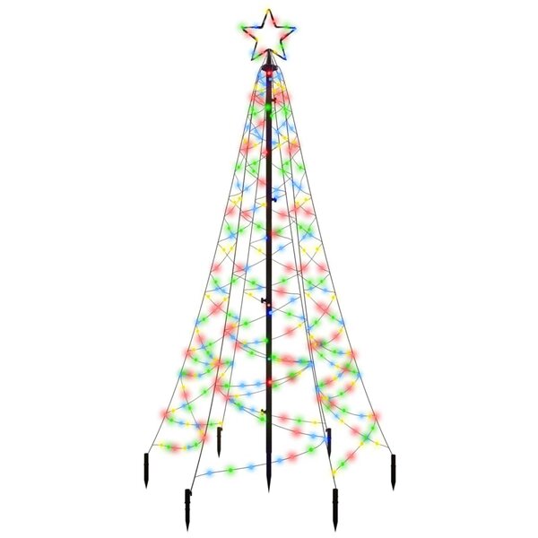 vidaXL Sapin de Noël avec piquet Coloré 200 LED 180 cm