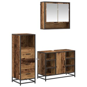 vidaXL Ensemble de mobilier de salle de bain 3 Pièces Bois Ancien