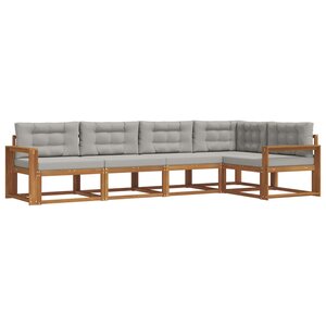 vidaXL Ensemble de canapés d'extérieur 5 Pièces Naturel et gris clair